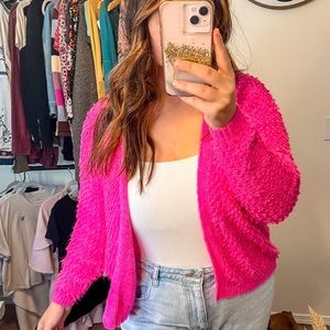 ASOS Hot Pink Popcorn Textured Knit Cardigan
